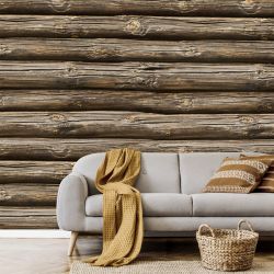 Trompe l'oeil log wall poster - Remember your holidays in a chalet!-