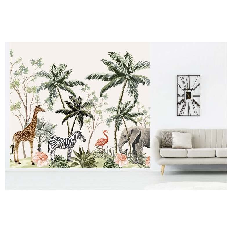 Papier peint jungle clair pour salon