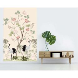 Papier peint oiseaux et fleurs pour salon