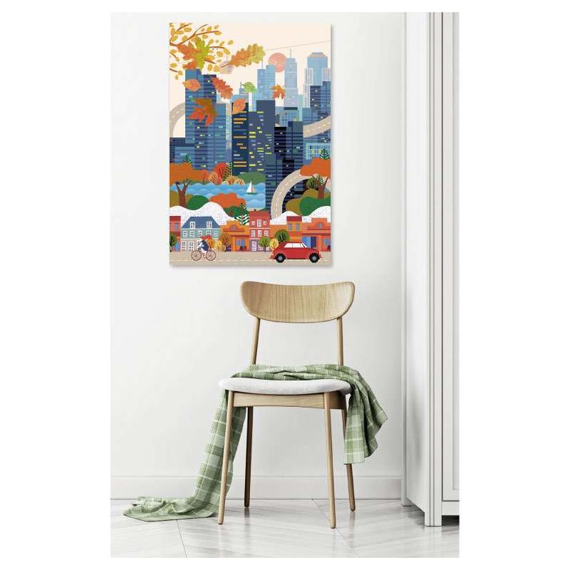 Tableau VILLE EN AUTOMNE