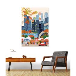Tableau VILLE EN AUTOMNE