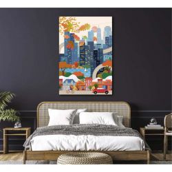Tableau VILLE EN AUTOMNE