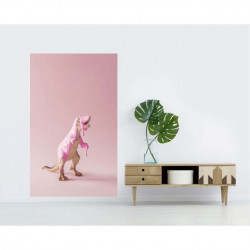 Tenture suspendue fantaisie : photographie d'un dinosaure enduit de rose