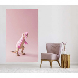 Tenture suspendue fantaisie : photographie d'un dinosaure enduit de rose