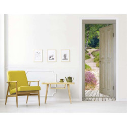 Poster de porter illusion jardin derrière la porte