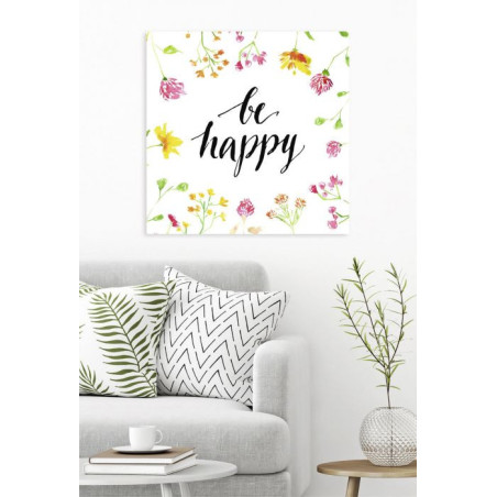 Poster citation heureuse avec des fleurs