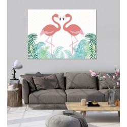 Poster illustration flamant rose amoureux