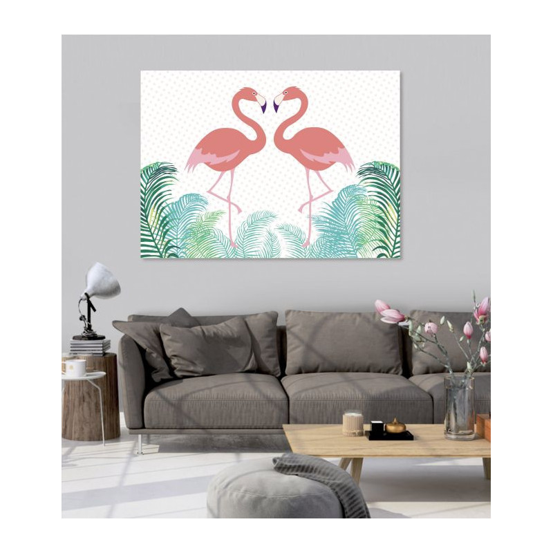 Poster illustration flamant rose amoureux