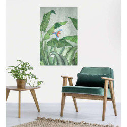 Poster décoratif perroquets et végétation luxuriante