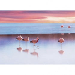 LAKE WITH THE PINK FLAMINGOS Canvas print