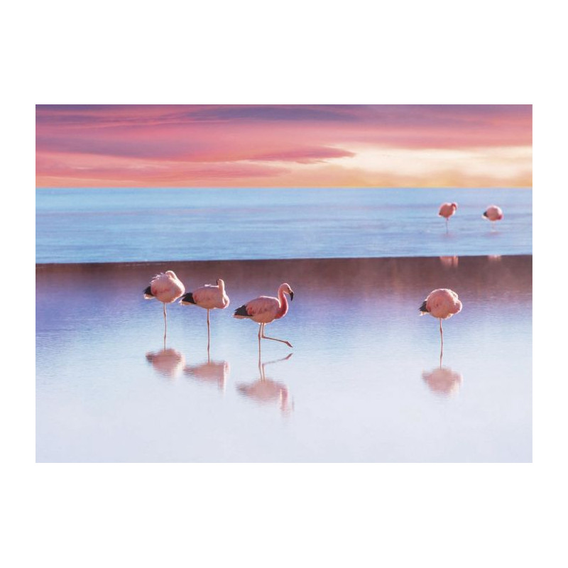 LAKE WITH THE PINK FLAMINGOS Canvas print - Xxl canvas prints