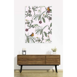 Affiche tropicale aux motifs floraux et oiseaux colorés