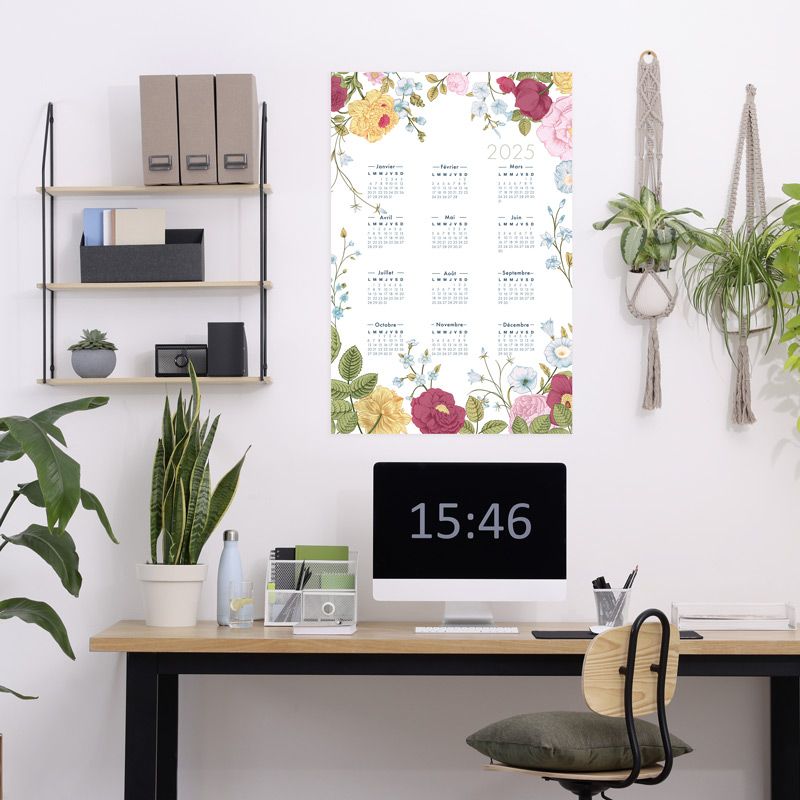 Calendrier 2025 en poster fleuri