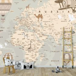 Tapisserie murale monde pour chambre d’enfant