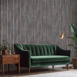 Papier peint salon motif bandes de bois verticales