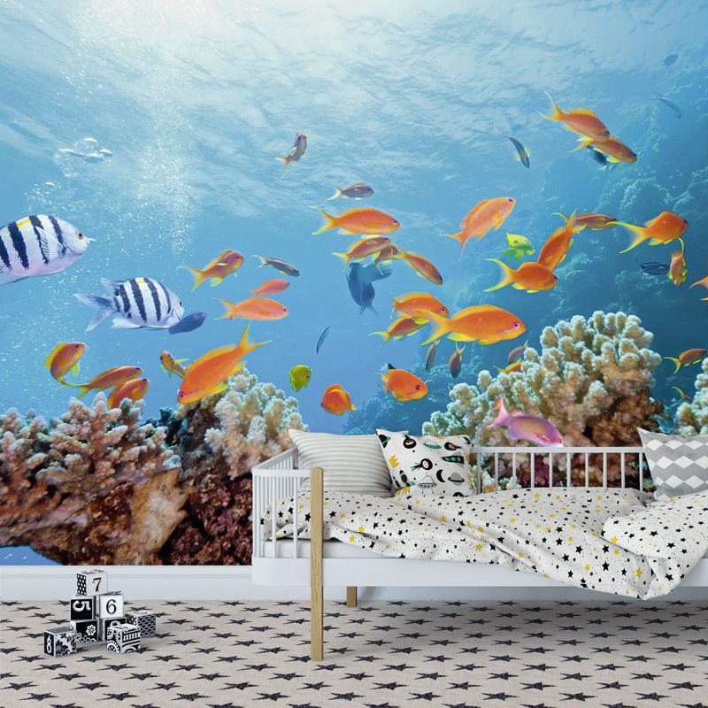 Papier peint panoramique poissons au fond de l'océan