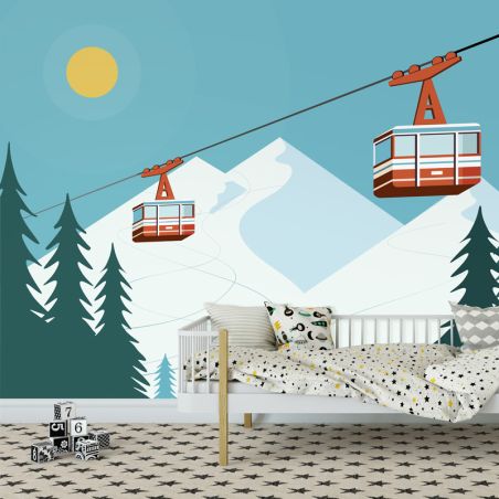 Papier peint stylé dessin de la montagne