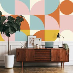 Papier peint géométrique coloré pour intérieur moderne