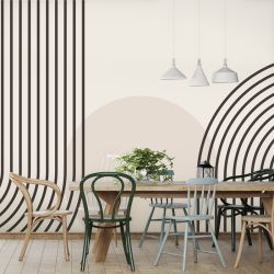 Papier peint minimaliste et géométrique dans la cuisine