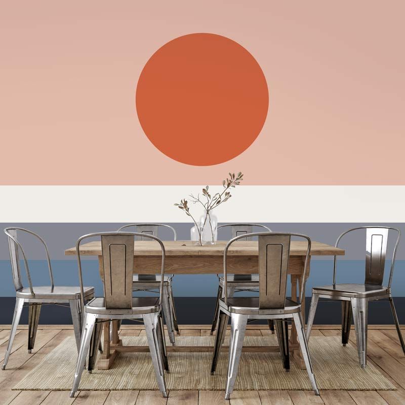 Papier peint design tendance géométrique ligne et rond