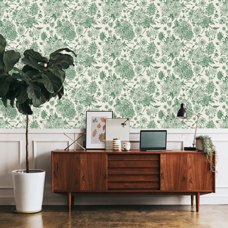 Papel Pintado DAHLIAS VERDES