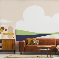 Tapisserie salon paysage graphique illutré