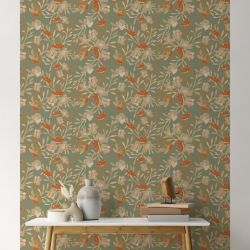 Papier peint salon motif fleur abstraite