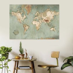 Affiche mappemonde murale vieillie