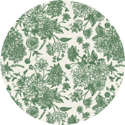 Round Placemat with Green Dahlia Flower Pattern – Scenolia