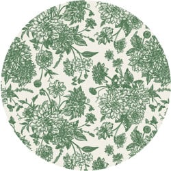 Mantel individual redondo con motivo de flor de dalia verde