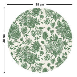 Round Placemat with Green Dahlia Flower Pattern – Scenolia