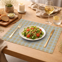 Beige Tartan-Pattern Placemat - Scenolia