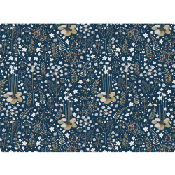 Midnight blue placemat with floral and foliage patterns - Scenolia