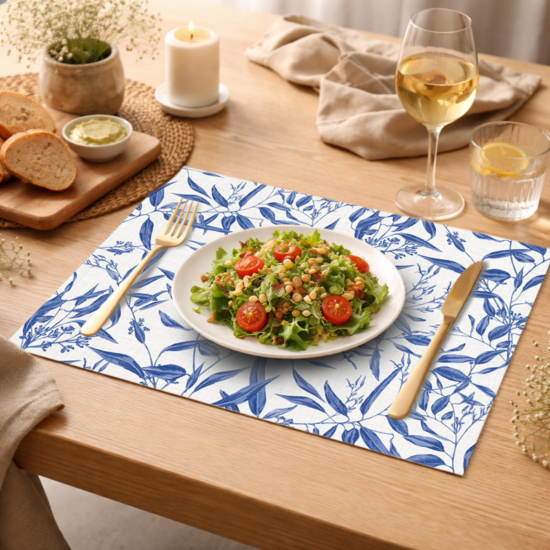 Rectangular Blue Foliage Placemat - Scenolia