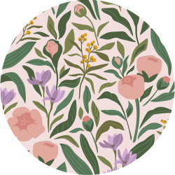 Round placemat with floral illustration
