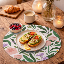 Round placemat with floral illustration Scenolia