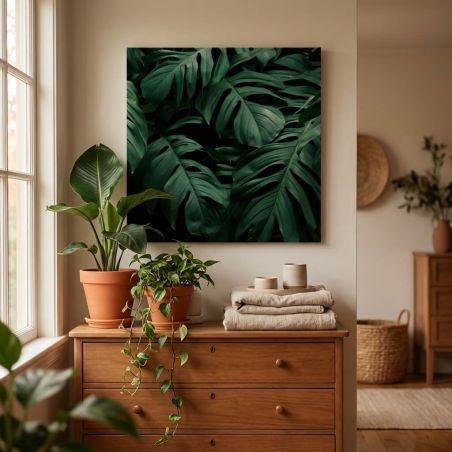 Toile tropicale aux grandes feuilles de plante