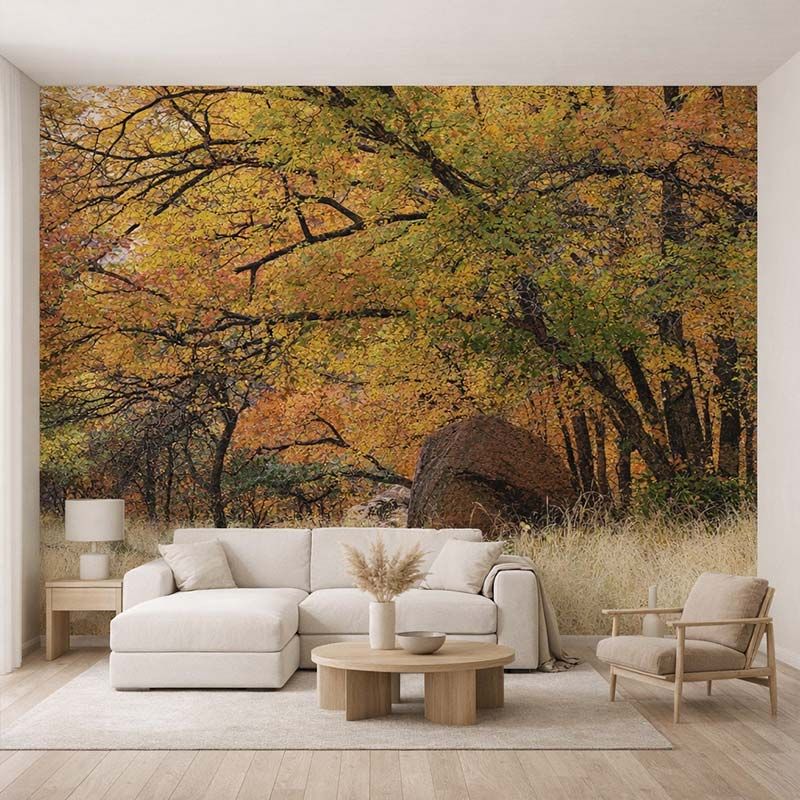 Poster panoramique paysage forêt en AUTOMNE dans le salon