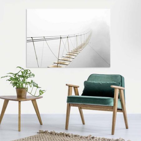 Cadre décoratif minimaliste pont brumeux