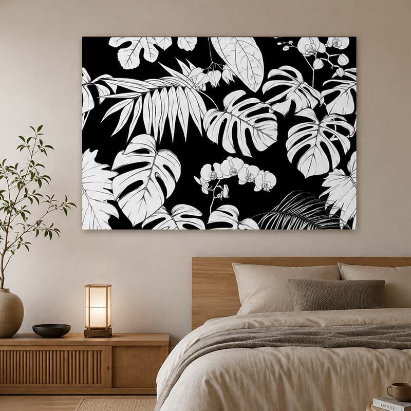 TROPICAL BLACK AND WHITE canvas print
