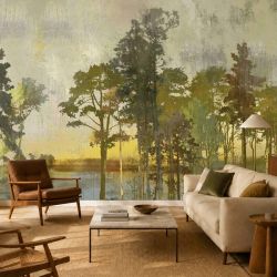 Papier peint mural paysage de campagne fin de journée