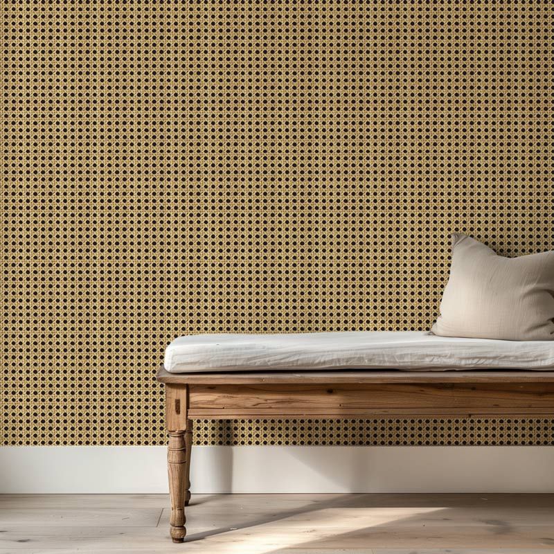 Papier peint sur mesure motif trompe l'oeil cannage