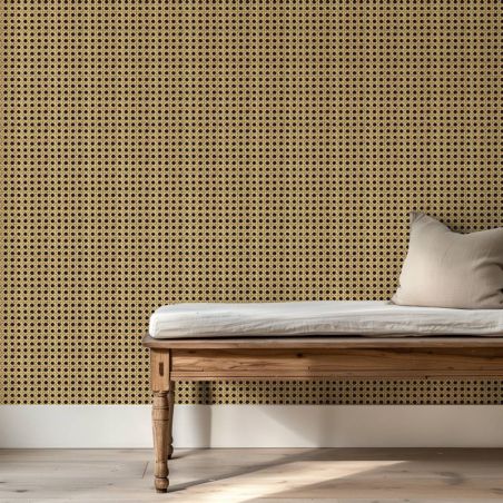 Papier peint sur mesure motif trompe l'oeil cannage