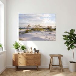 Tableau déco murale plage ocre et végétation méditerrannée