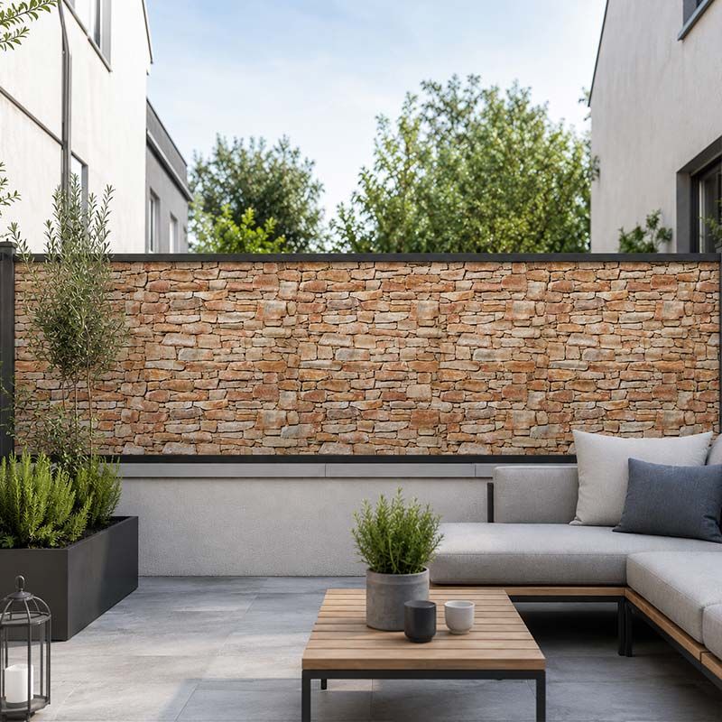 Brise vue trompe l'oeil mur de pierre que la terrasse
