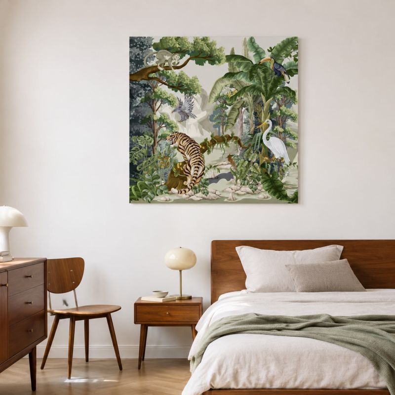 Tableau illustration Animalium représentant une jungle tropicale