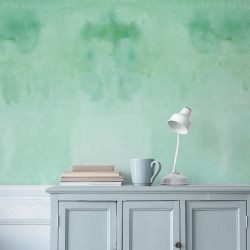 Papier peint panoramique teintes de vert pour séjour coloré