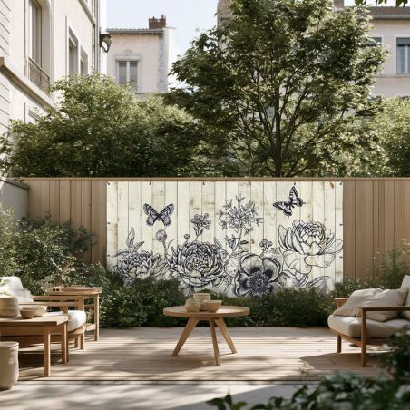 Brise vue décoratif extérieur aux motifs floraux