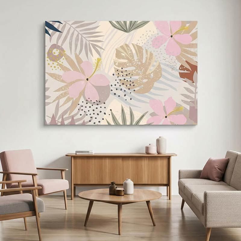 Lienzo impreso MONSTERA BEIGE ARENA