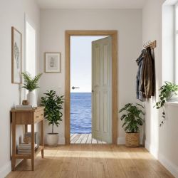 Poster pour porte de couloir trompe l'oeil sur la mer bleue
